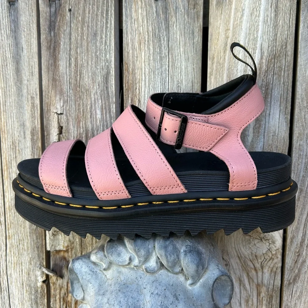 NWT Dr. Martens Blaire Strap Sandal Pisa Leather Peach Pink Beige 8